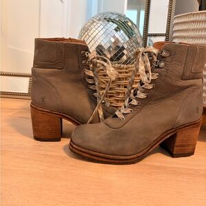 Frye Gray Lace Up Boots